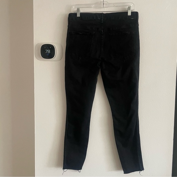 MOTHER black high waisted looker ankle fray guilty party racer Denim Jeans 31 - Picture 1 of 10
